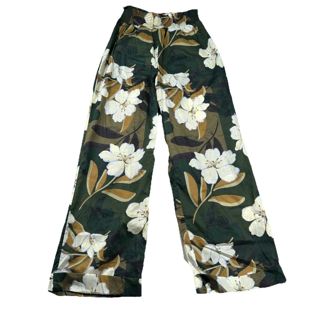 Rails Pants Womens Sm Brendon Plumerias Floral High Rise WIde Leg Cuffed Sheer - Picture 1 of 11